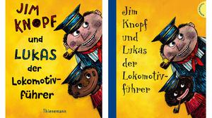 Links das Cover der Neuauflage von „Jim Knopf und Lukas der Lokomotivführer“,  rechts das von 2015.