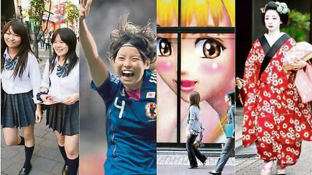 Image und Ikone. Trotz offizieller Gleichberechtigung spielen Frauen in Japan eher traditionelle Rollen: Mädchen in knapper Schuluniform, Kulleraugen-Mangas, Geishas. Die burschikosen WM-Fußballerinnen um Saki Kumagai (2. v. l.) erweitern nun die Auswahl an weiblichen Vorbildern.