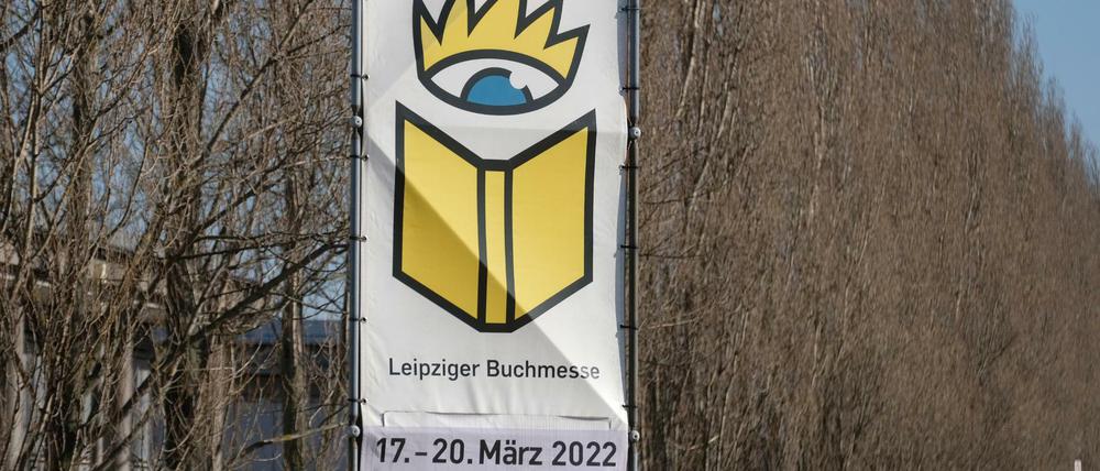Das Logo der Leipziger Buchmesse am Messegelände 