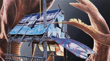 Mirjam Völker
, „Aus heiterem Himmel“, 2021, Acryl auf Leinwand, 200 x 250 cm