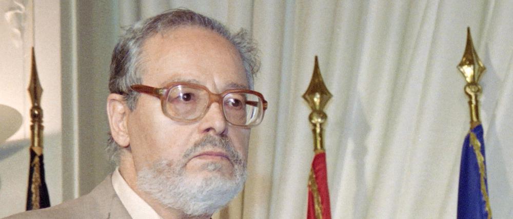 Der Soziologe Albert Memmi bei einem Kommittee für Europa, 1992.
