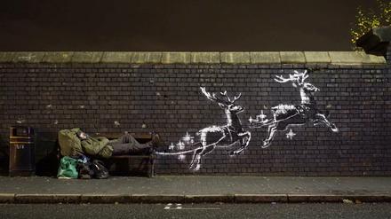 Das Standbild aus einem Banksy-Video zeigt das neue Kunstwerke in der Vyse Street in Birmingham. 