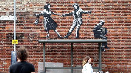 Ein neues Werk von Banksy in Great Yarmouth in Großbritannien. 