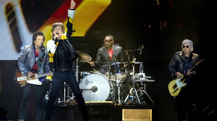 Die Rolling Stones - Ron Wood (l-r), Mick Jagger, Steve Jordan und Keith Richards - in München.