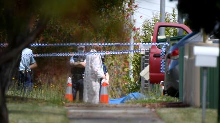 Polizeiarbeit am Tatort nach einer tödlichen Schießerei in Sydney.