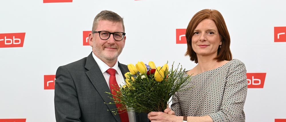 RBB-Intendantin Katrin Vernau mit Benjamin Ehlers, Vorsitzender des Aufsichtsrates des Rundfunk.