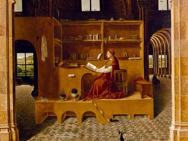 Homeoffice in der Renaissance. Da Messinas „heiliger Hieronymus im Gehäus“ aus der National Gallery London. 
