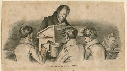 Pädagogischer Eros. Hegel in einer Lithografie von Franz Theodor Kugler (1828).