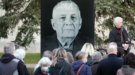Weimarer Gedenkstunde für den Buchenwald-Überlebenden Boris Romantschenko, der bei einem Bombenangriff in Charkiw getötet wurde.