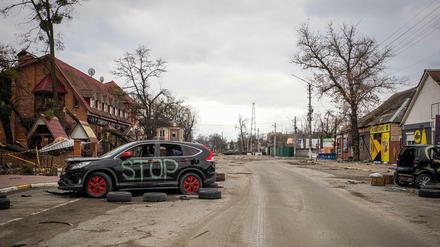 Bild der Verwüstung in Butscha, einem Vorort von Kiew.