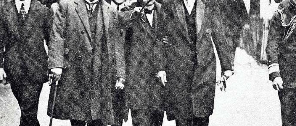 Die „Großen Drei“. Lloyd George, Georges Clemenceau und Woodrow Wilson (von links) 1919 in Versailles.