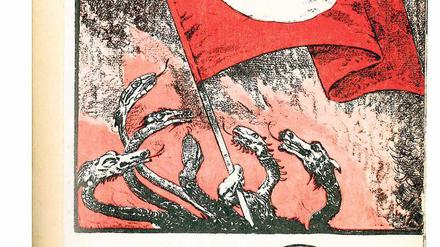 Die erste Auflage von Hitlers Schrift trug 1925 das Motiv des „Drachens“. 
