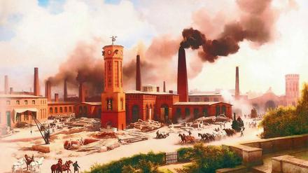 Maschinenfabrik August Borsig, Gemälde von Carl Eduard Biermann 1847. 