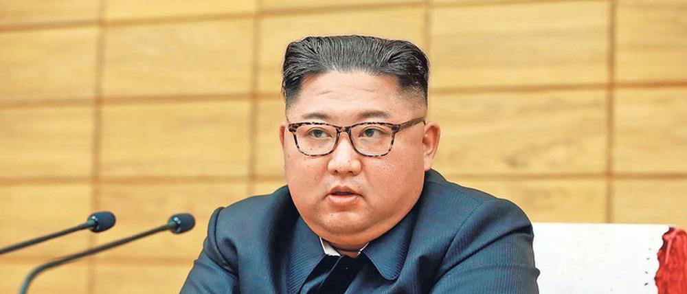 Kim Jong-un bei einer Ansprache 2019.