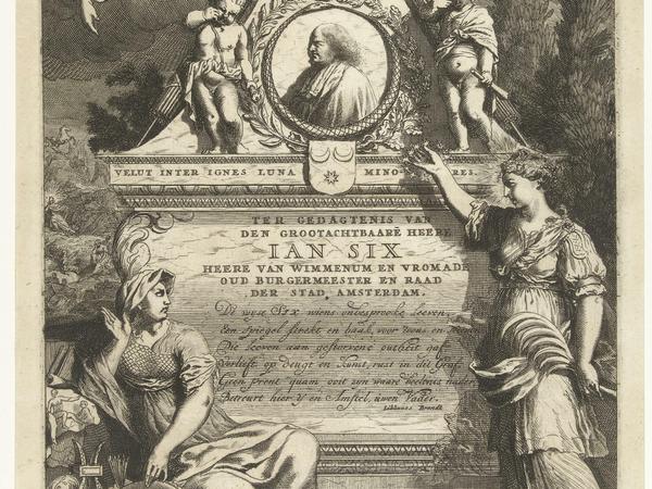 Grabmonument für Jan Six von Pieter van den Berge, 1700 - 1702. Radierung aus dem Besitz des Rijksmuseum Amsterdam