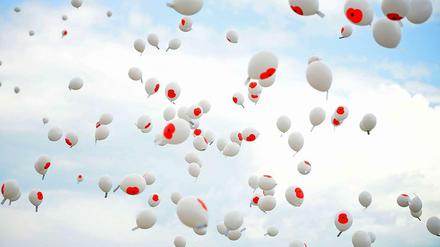 Ballons zum Gedenken an den Ersten Weltkrieg.