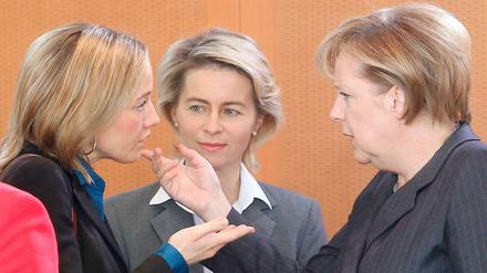 Drei Spitzenfrauen der CDU: Familienministerin Kristina Schröder, Arbeitsministerin Ursula von der Leyen und Bundeskanzlerin Angela Merkel.