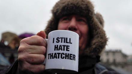 Protest gegen Margaret Thatcher.