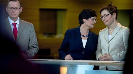 Glückliche Gesichter? Bodo Ramelow (Linke), Christine Lieberknecht (CDU), Heike Taubert (SPD).
