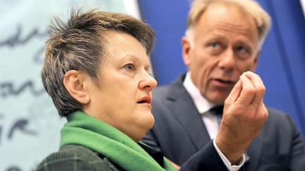 Die Fraktionschefs der Grünen im Bundestag: Renate Künast und Jürgen Trittin