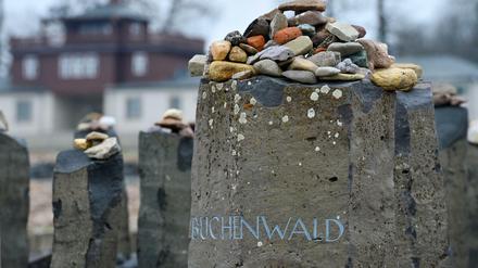 Gedenkstein im ehemaligen Konzentrationslager Buchenwald in Weimar (Thüringen)