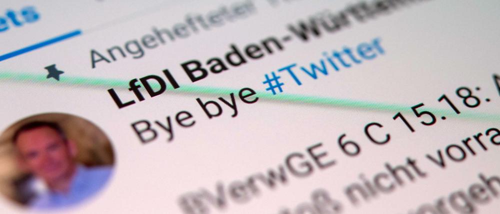 Der Landesdatenschutzbeauftragte von Baden-Württemberg gibt wegen rechtlicher Bedenken seinen Twitteraccount auf.