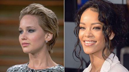 Links die Hollywood-Schauspielerin Jennifer Lawrence, rechts die Popsängerin Rihanna