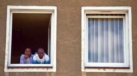 Asylbewerber in einem Flüchtlingsheim in Brandenburg.