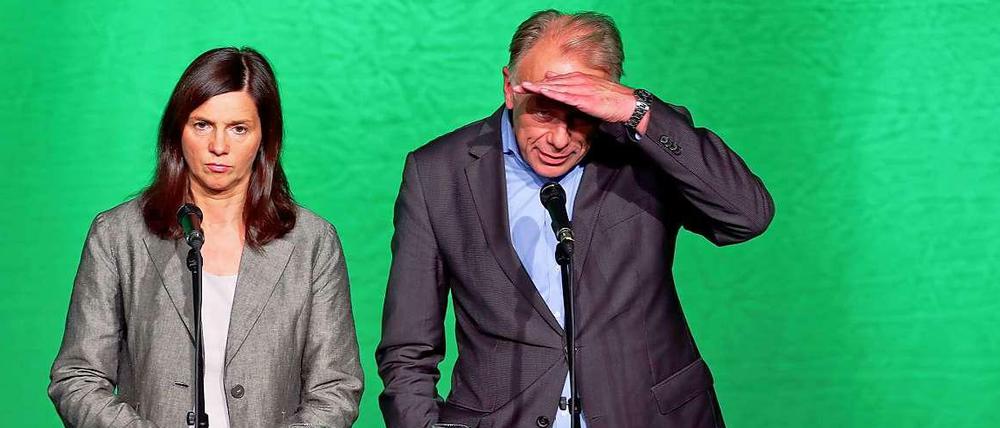 Partner der Union? Die Grünen-Spitzenkandidaten Katrin Göring-Eckard und Jürgen Trittin am Wahlabend.