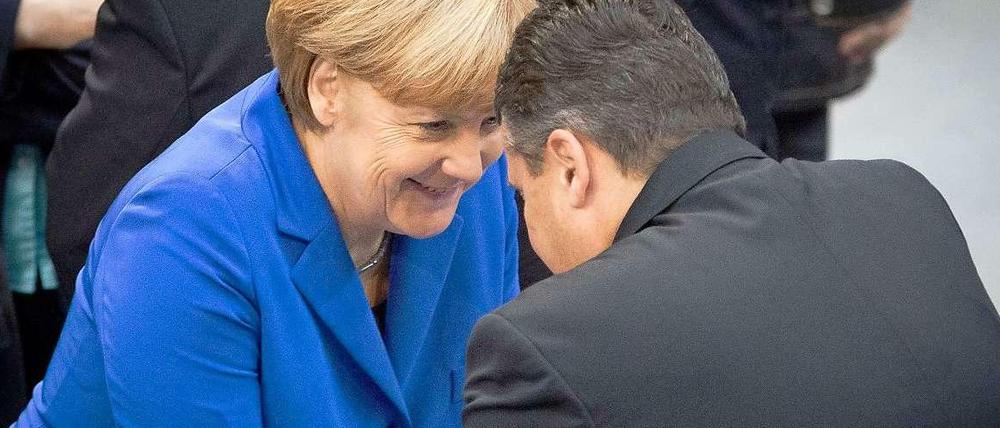 Wunschkoalition? Angela Merkel und Sigmar Gabriel bei der konstituierenden Sitzung des Bundestages.