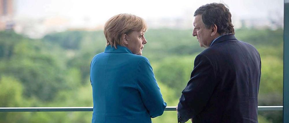 Wer ist der Chef? Merkel und Barroso auf einem Balkon im Kanzleramt in Berlin.