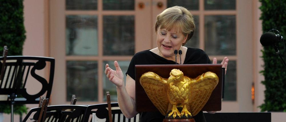 Bundeskanzlerin Merkel bei einer Rede anlässlich ihrer Auszeichnung mit der Freiheitsmedaille in Washington.