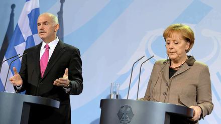 Die Lage ist ernst, die Stimmung gedrückt: Bundeskanzlerin Merkel und Griechenlands Premier Papandreou.
