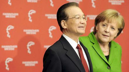Verstanden sich schon bei der Hannover Messe 2012 gut: Wen Jiabao und Angela Merkel. 
