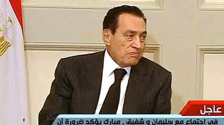 Hosni Mubarak - hier ein Ausschnitt des Staatsfernsehens - herrscht seit 30 Jahren in Ägypten.