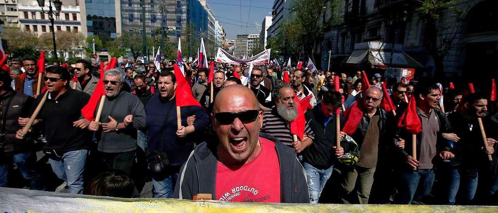 Proteste gegen die Sparpolitik in Athen.