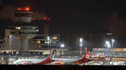 Auch nachts in Betrieb: Der Flughafen Tegel.