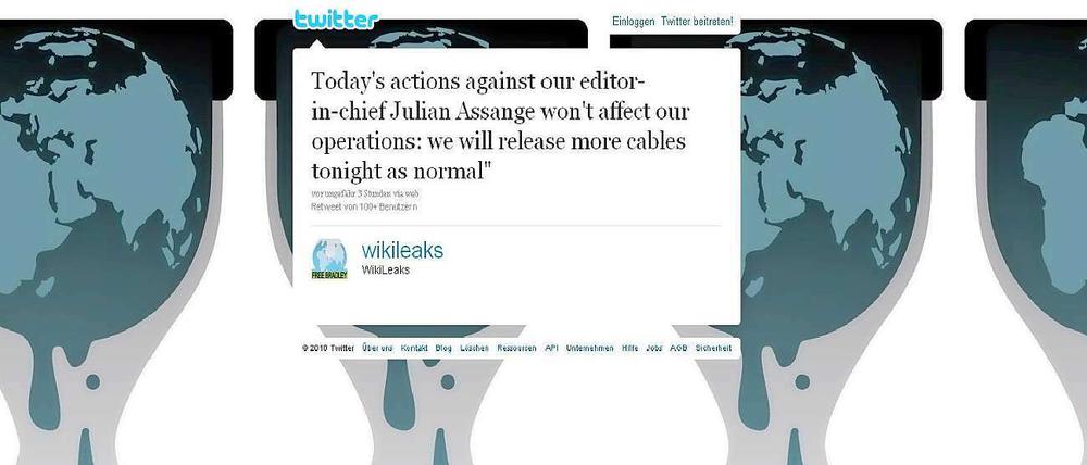 Wir machen weiter: Was Wikileaks nach der Verhaftung Julian Assanges getwittert hat. Die Veröffentlichung weiterer geheimer diplomatischer Depeschen ("cables") wird angekündigt.