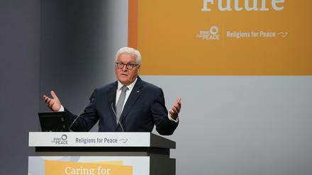Bundespräsident Frank-Walter Steinmeier bei der Eröffnungsrede der Weltkonferenz von Religions for Peace.