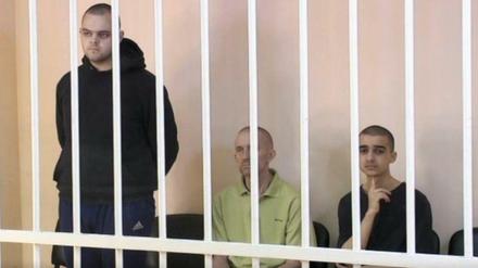 Aiden Aslin, Shaun Pinner und Saaudun Brahim (v.l.n.r.): Sie kämpften für die Ukraine, nun sind sie in russischer Gefangenschaft. 