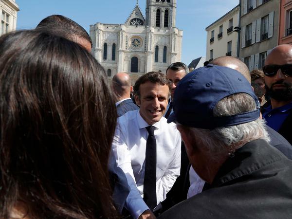 Präsident Emmanuel Macron beim Wahlkampf in Saint-Denis, im Norden Frankreichs.