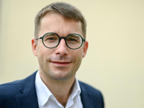Sebastian Striegel, Landesvorsitzender von Bündnis 90/Die Grünen aus Sachsen-Anhalt, auf dem Landesparteitag 2020.