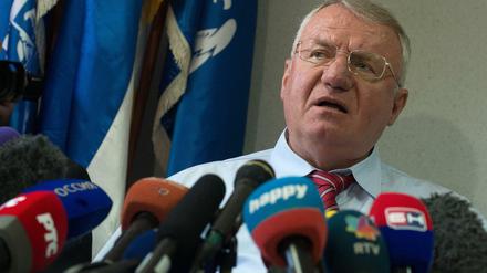 Nach dem Freispruch: Der serbische Nationalistenführer Vojslav Seselj während einer Pressekonferenz am Donnerstag