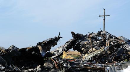 Das Wrack des Malaysia-Airlines-Flugs MH17 in der Nähe des Dorfs Rassipnoe.