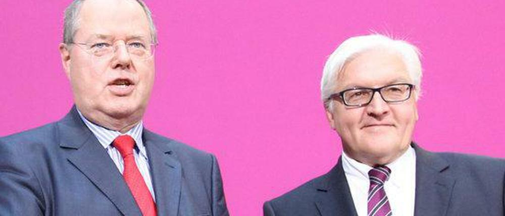 SPD-Kanzlerkandidat Peer Steinbrück und Fraktionschef Frank-Walter Steinmeier