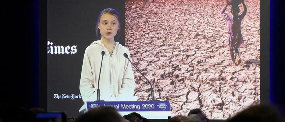 Klimaaktivistin Greta Thunberg spricht auf dem Weltwirtschaftsforum in Davos