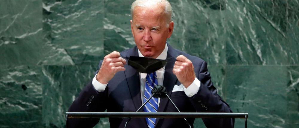 US-Präsident Joe Biden vor seiner Rede bei der UN-Vollversammlung in New York. 