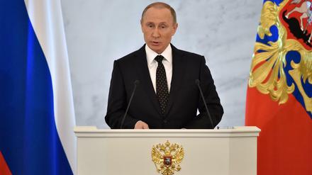 Russlands Präsident Wladimir Putin bei seiner Rede an die Nation.