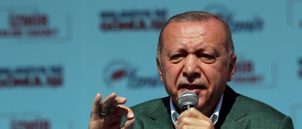 Der türkische Präsident Recep Tayyip Erdogan bei einer Wahlkampfveranstaltung. Die Kommunalwahlen in der Türkei finden Ende März statt. 