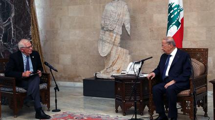Der EU-Außenbeauftragte Josep Borell am 19. Juni beim libanesischen Präsidenten Michel Aoun. 